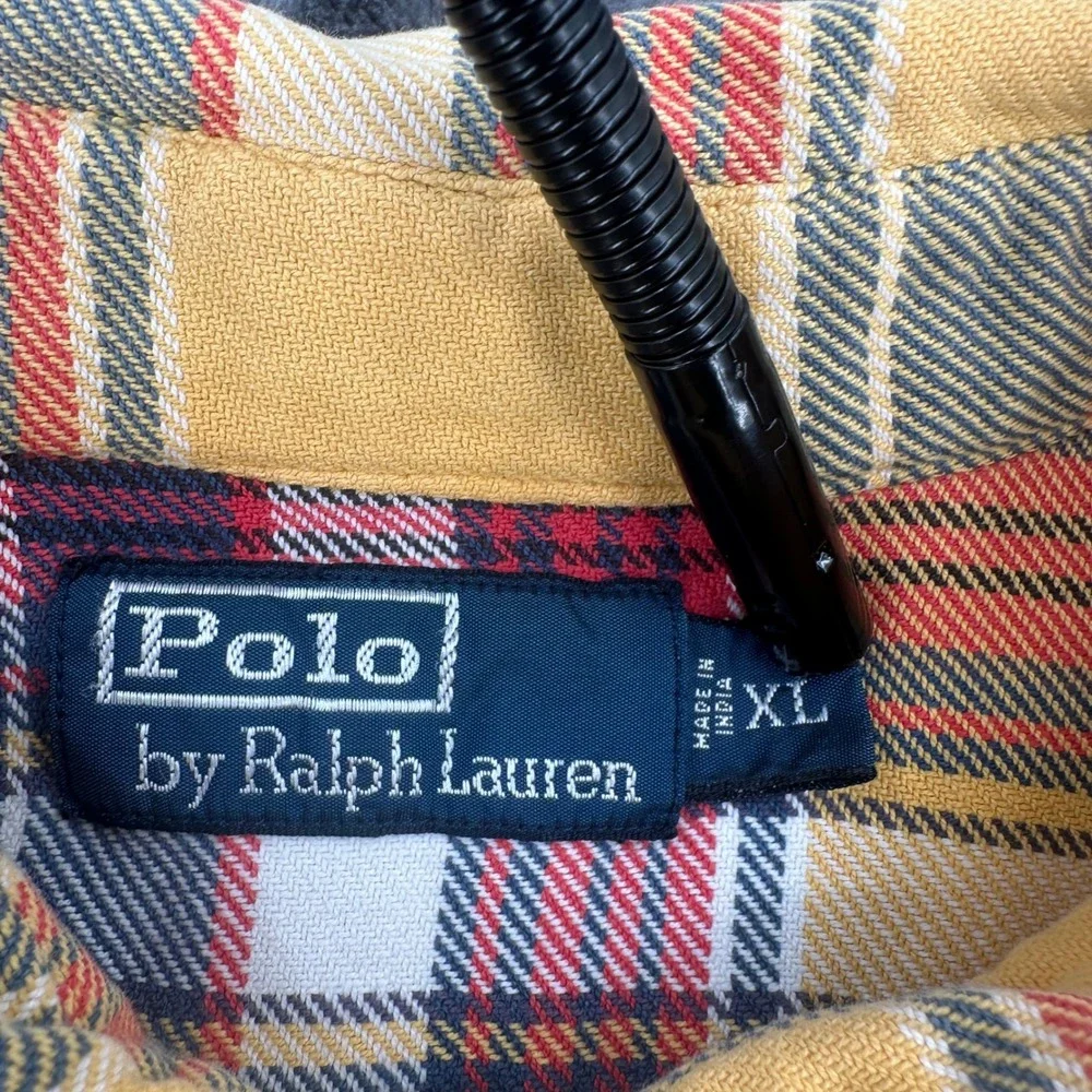 Ralph Lauren Mens XL Plaid Flannel Double Pocket Heavy weight Button Down Shirt